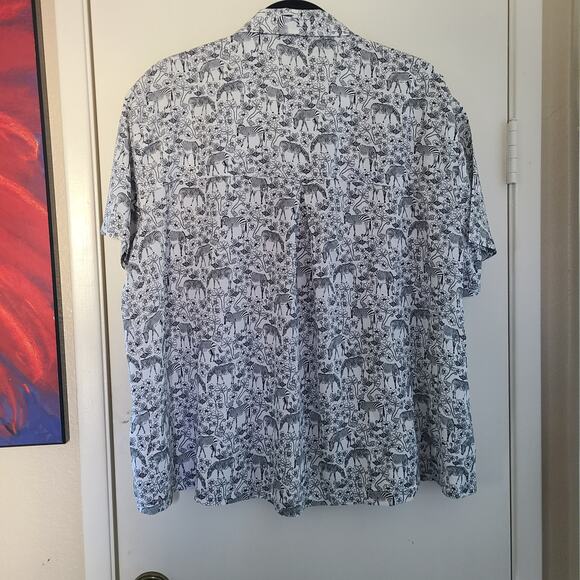 Jane + Delancey Women’s Zebra Floral Button Down Shirt XL Short Sleeve - Picture 4 of 9